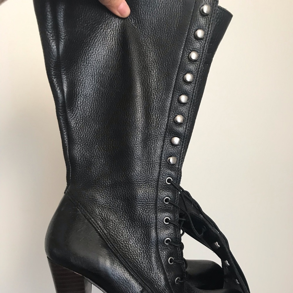 Lace up black boots